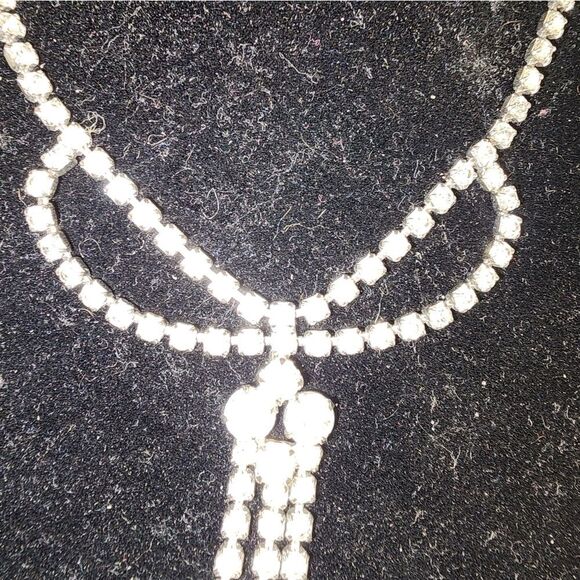 VINTAGE ART DECO HIGH END RHINESTONE RUNWAY 15" NECKLACE - Picture 5 of 5